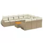 Set Divani da Giardino 11 pz con Cuscini Beige in Polyrattan