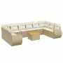 Set Divani da Giardino 11 pz con Cuscini Beige in Polyrattan