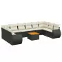 Set Divani da Giardino 11 pz con Cuscini in Polyrattan Nero