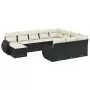 Set Divani da Giardino 11 pz con Cuscini in Polyrattan Nero