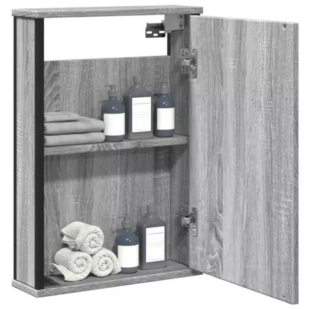 Mobile Specchio da Bagno Grigio Sonoma 42x12x60 cm Multistrato