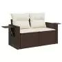 Set Divani da Giardino 7 pz con Cuscini Marrone in Polyrattan