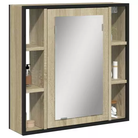 Mobile Bagno con Specchio Rovere Sonoma 60x16x60 cm Multistrato