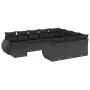 Set Divani da Giardino 11 pz con Cuscini in Polyrattan Nero