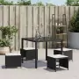 Sgabelli da Giardino con Cuscini 4pz Neri 41x41x36cm Polyrattan