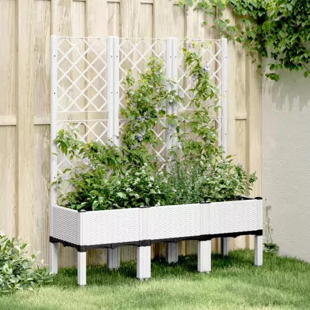 Fioriera da Giardino con Graticcio Bianco 120x40x142 cm PP