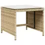 Sgabelli Giardino con Cuscini 4pz Beige 41x41x36cm Polyrattan