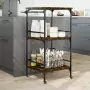 Carrello da Cucina Rovere Fumo 60,5x50x105 cm Legno Multistrato