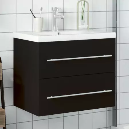 Mobile da Bagno con Lavabo Integrato Nero