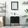 Set Mobili da Bagno 2 pz Nero in Legno Multistrato