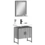 Set Mobili da Bagno 2 pz Grigio Sonoma in Legno Multistrato