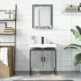 Set Mobili da Bagno 2 pz Grigio Sonoma in Legno Multistrato