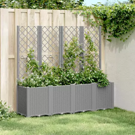 Fioriera Giardino con Traliccio Grigio Chiaro 160x40x140 cm PP