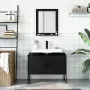 Set Mobili da Bagno 2 pz Nero in Legno Multistrato