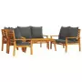 Set Salotto da Giardino 5 pz con Cuscini Legno Massello Acacia