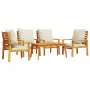 Set Salotto da Giardino 5 pz con Cuscini Legno Massello Acacia