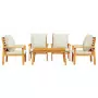 Set Salotto da Giardino 5 pz con Cuscini Legno Massello Acacia