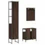 Set Mobili da Bagno 3 pz Rovere Marrone in Legno Multistrato