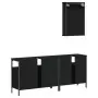 Set Mobili da Bagno 3 pz Nero in Legno Multistrato