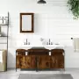 Set Mobili da Bagno 3 pz Rovere Fumo in Legno Multistrato