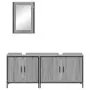 Set Mobili da Bagno 3 pz Grigio Sonoma in Legno Multistrato