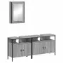 Set Mobili da Bagno 3 pz Grigio Sonoma in Legno Multistrato