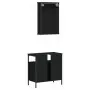 Set Mobili da Bagno 2 pz Nero in Legno Multistrato