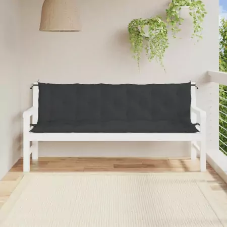 Cuscini Panca da Giardino 2pz Neri 180x50x7cm Tessuto Oxford