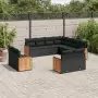 Set Divani da Giardino 11 pz con Cuscini in Polyrattan Nero