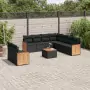 Set Divani da Giardino 10pz con Cuscini in Polyrattan Nero