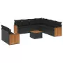 Set Divani da Giardino 10pz con Cuscini in Polyrattan Nero