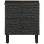 Comodino Nero 40x33x46 cm in Legno Massello di Mango