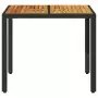 Tavolo Giardino Piano Legno Acacia Nero 90x90x75 cm Polyrattan