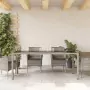 Tavolo da Giardino Piano in Vetro Grigio 190x90x75cm Polyrattan