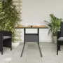 Tavolo Giardino Piano Legno Acacia Nero 80x80x75 cm Polyrattan