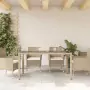 Tavolo da Giardino Piano in Vetro Beige 150x90x75 cm Polyrattan