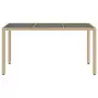 Tavolo da Giardino Piano in Vetro Beige 150x90x75 cm Polyrattan