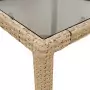 Tavolo da Giardino Piano in Vetro Beige 150x90x75 cm Polyrattan