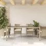 Tavolo da Giardino Piano in Vetro Beige 190x90x75 cm Polyrattan