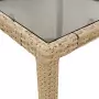 Tavolo da Giardino Piano in Vetro Beige 190x90x75 cm Polyrattan