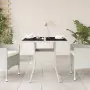 Tavolo Giardino con Piano Vetro Bianco 80x80x75 cm Polyrattan