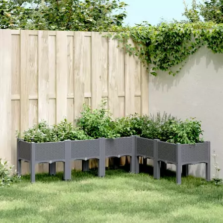 Fioriera da Giardino con Gambe Grigia 160x120x42 cm in PP