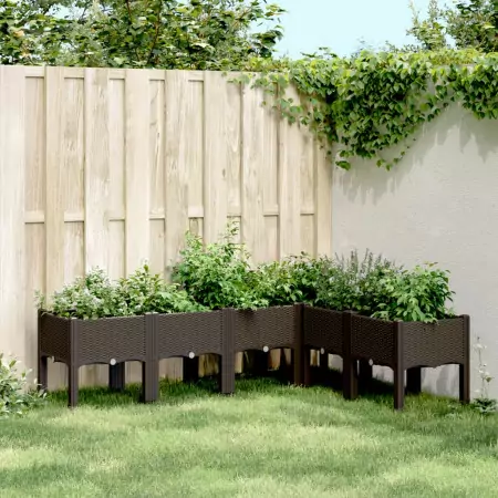 Fioriera da Giardino con Gambe Marrone 160x120x42 cm in PP