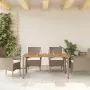 Tavolo da Giardino Beige 150x90x75 cm in Polyrattan e Acacia