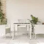 Tavolo Giardino con Piano Vetro Bianco 90x90x75 cm Polyrattan