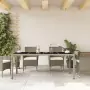 Tavolo Giardino Piano Vetro Grigio Chiaro 190x90x75 Polyrattan