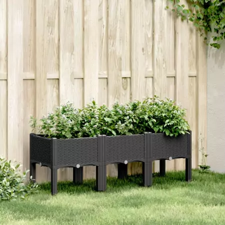 Fioriera da Giardino con Gambe Nera 120x40x42 cm in PP