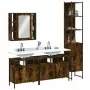 Set Mobili da Bagno 4 pz Rovere Fumo in Legno Multistrato