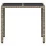 Tavolo Giardino Piano Vetro Grigio Chiaro 90x90x75cm Polyrattan