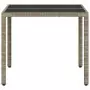 Tavolo Giardino Piano Vetro Grigio Chiaro 90x90x75cm Polyrattan